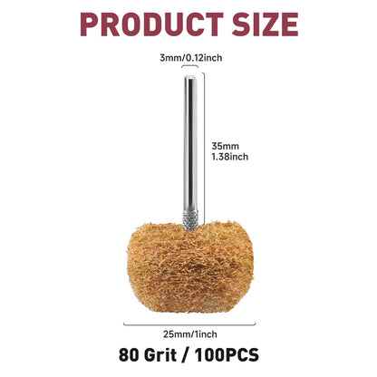 100 PCS Abrasive Buffing Wheel, 1 Inch Polishing Kit 80-600 Grit