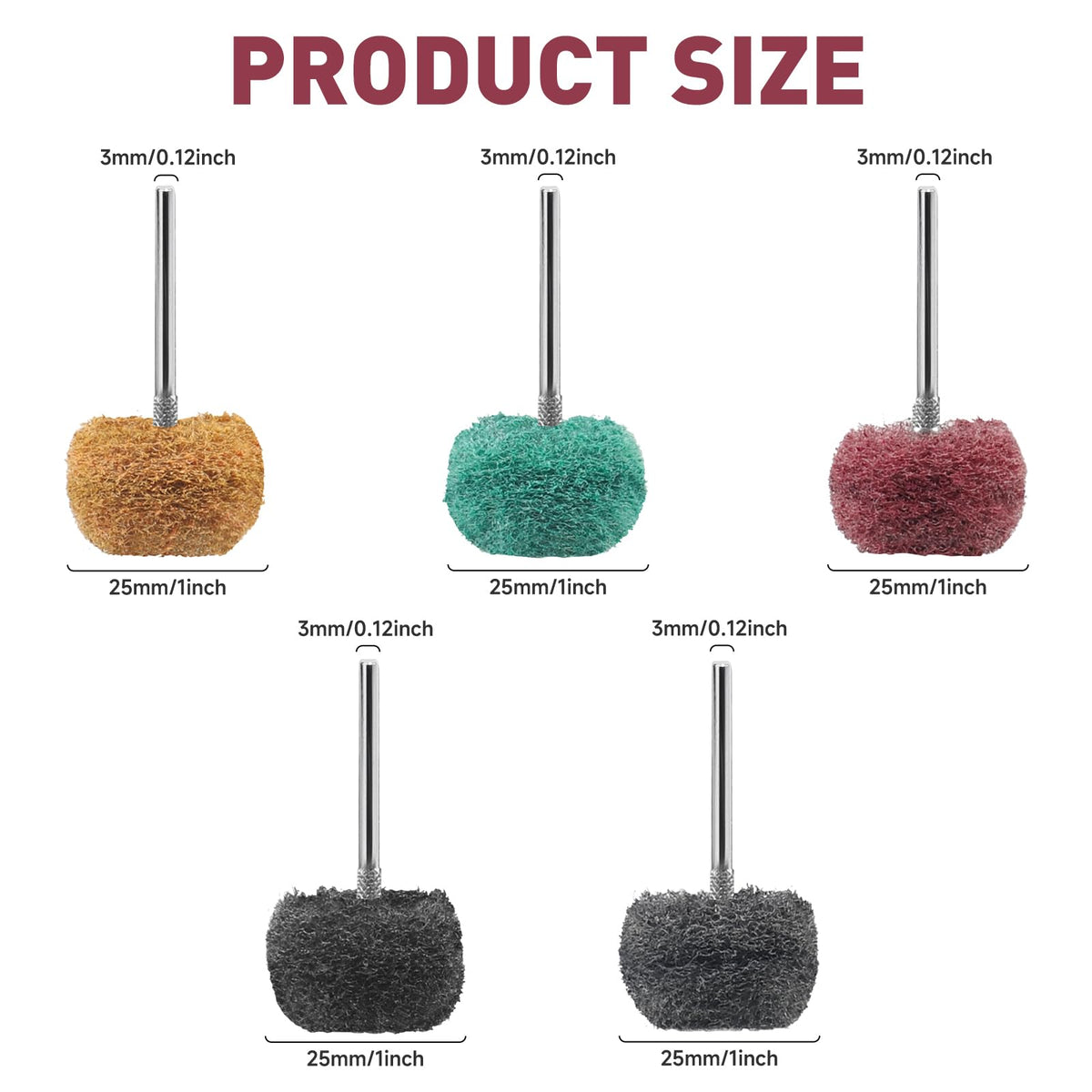 100 PCS Abrasive Buffing Wheel, 1 Inch Polishing Kit 80-600 Grit