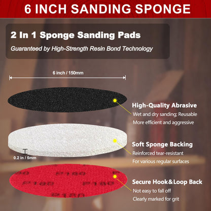 Shinboc 18 PCS 5 Inch Sanding Sponge Assortment, Bowling Ball Sanding Pads
