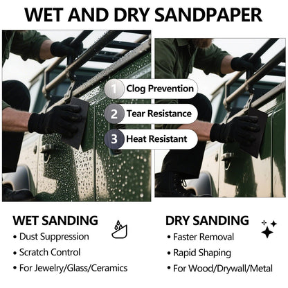 Sandpaper Assortment, Wet Dry Sand Paper 9 x 3.6 Inch