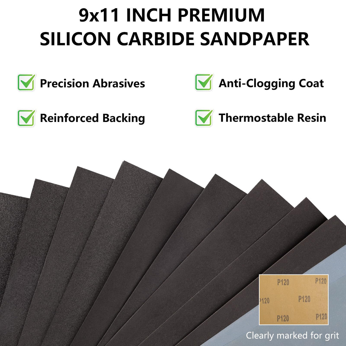 Sandpaper Assortment, Wet Dry Sand Paper 9 x 3.6 Inch