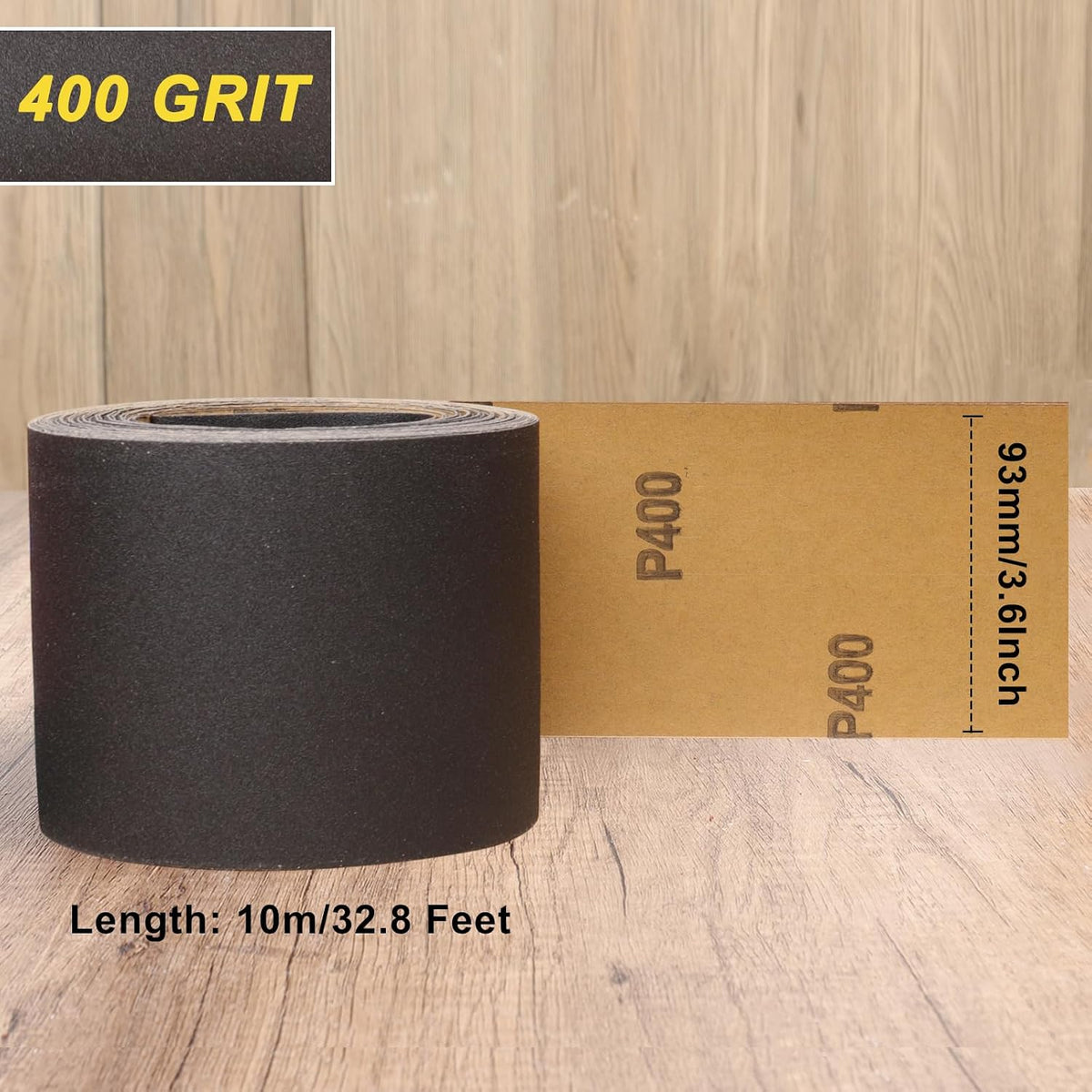Sandpaper Roll 400 Grit, Wet Dry Sand Paper 3-2/3" Wide 11 Yard