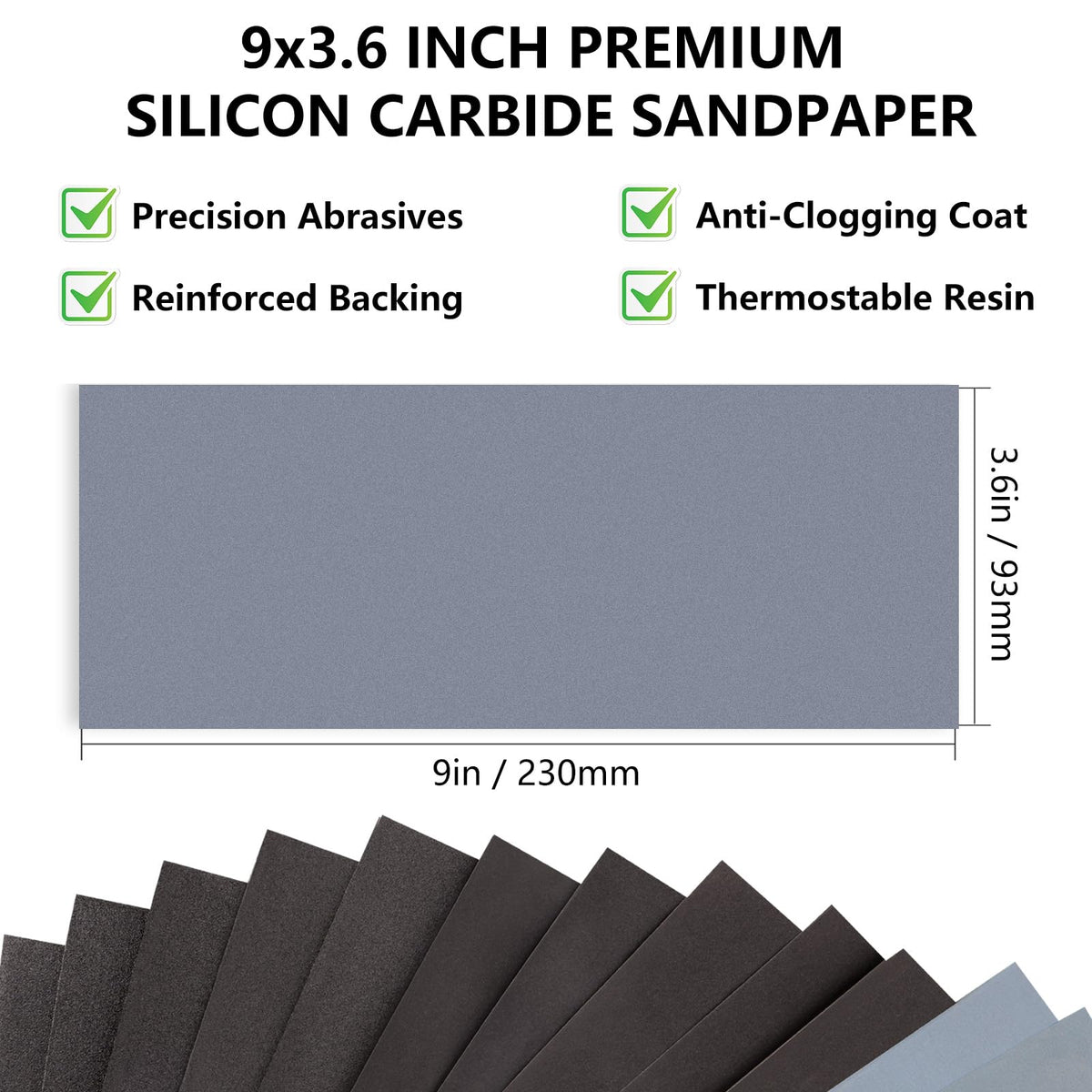 Sandpaper Assortment, Wet Dry Sand Paper 9 x 3.6 Inch