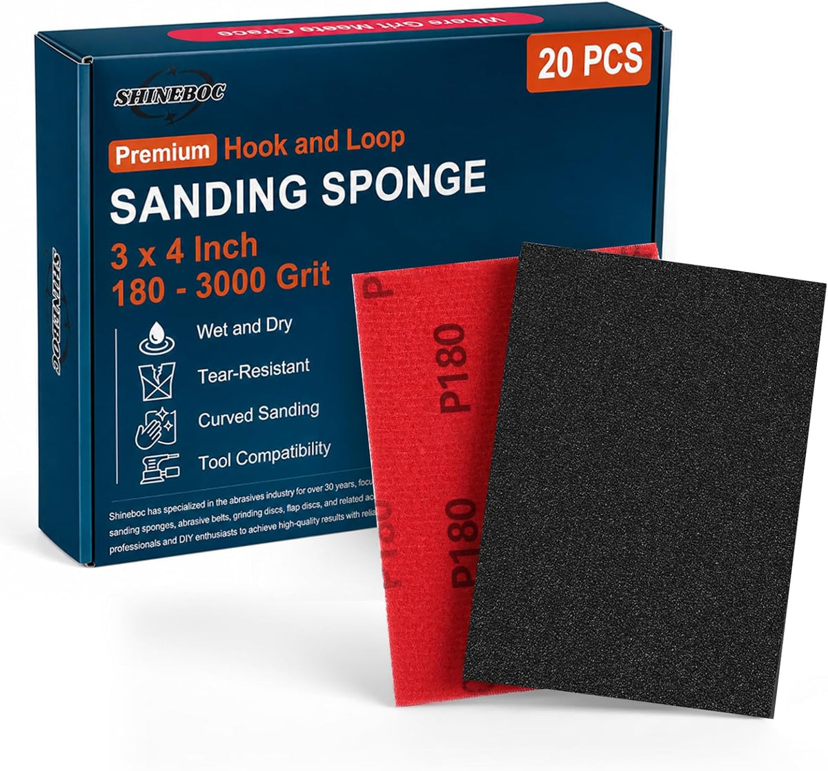 Shinboc 20 PCS Sanding Sponge, 180-3000 Grit Sand Paper Assortment Pack