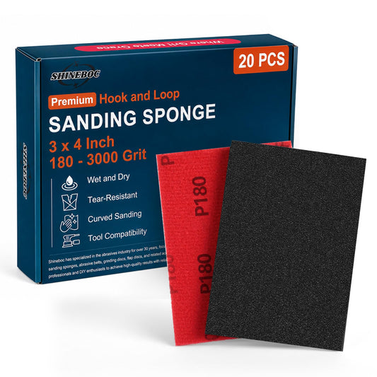 Shinboc 20 PCS Sanding Sponge, 180-3000 Grit Sand Paper Assortment Pack