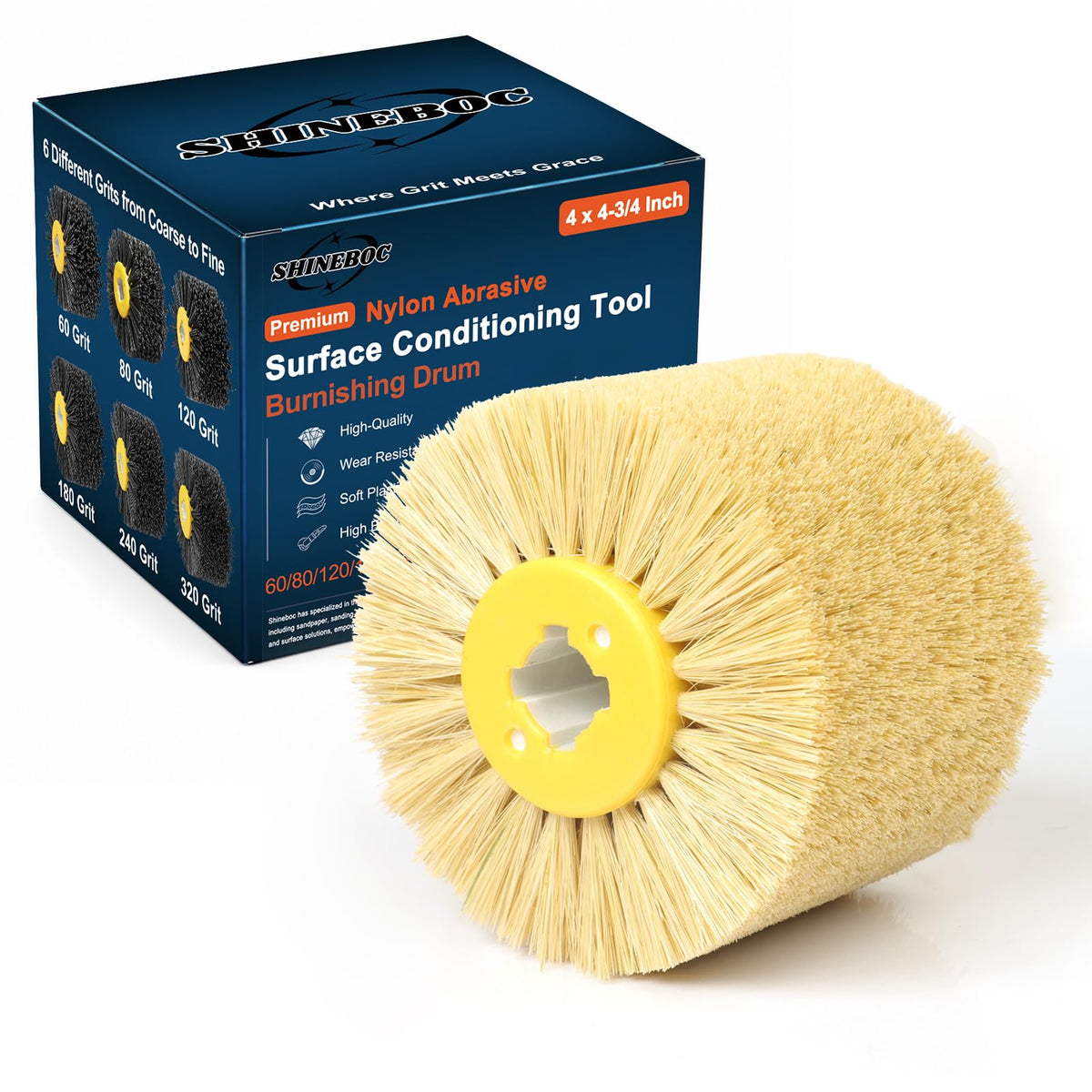 Shinboc 4.7 x 4 Inch Surface Conditioning Tool, 60 Grit Nylon Drawing Wheel