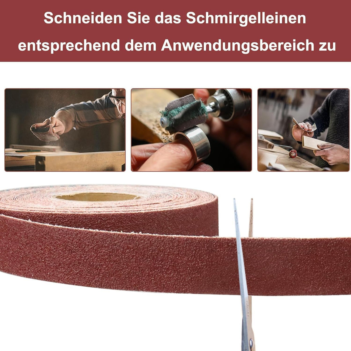 Emery Cloth Roll, 1 Inch x 20 Feet Heavy Duty Sandpaper, 6 Rolls