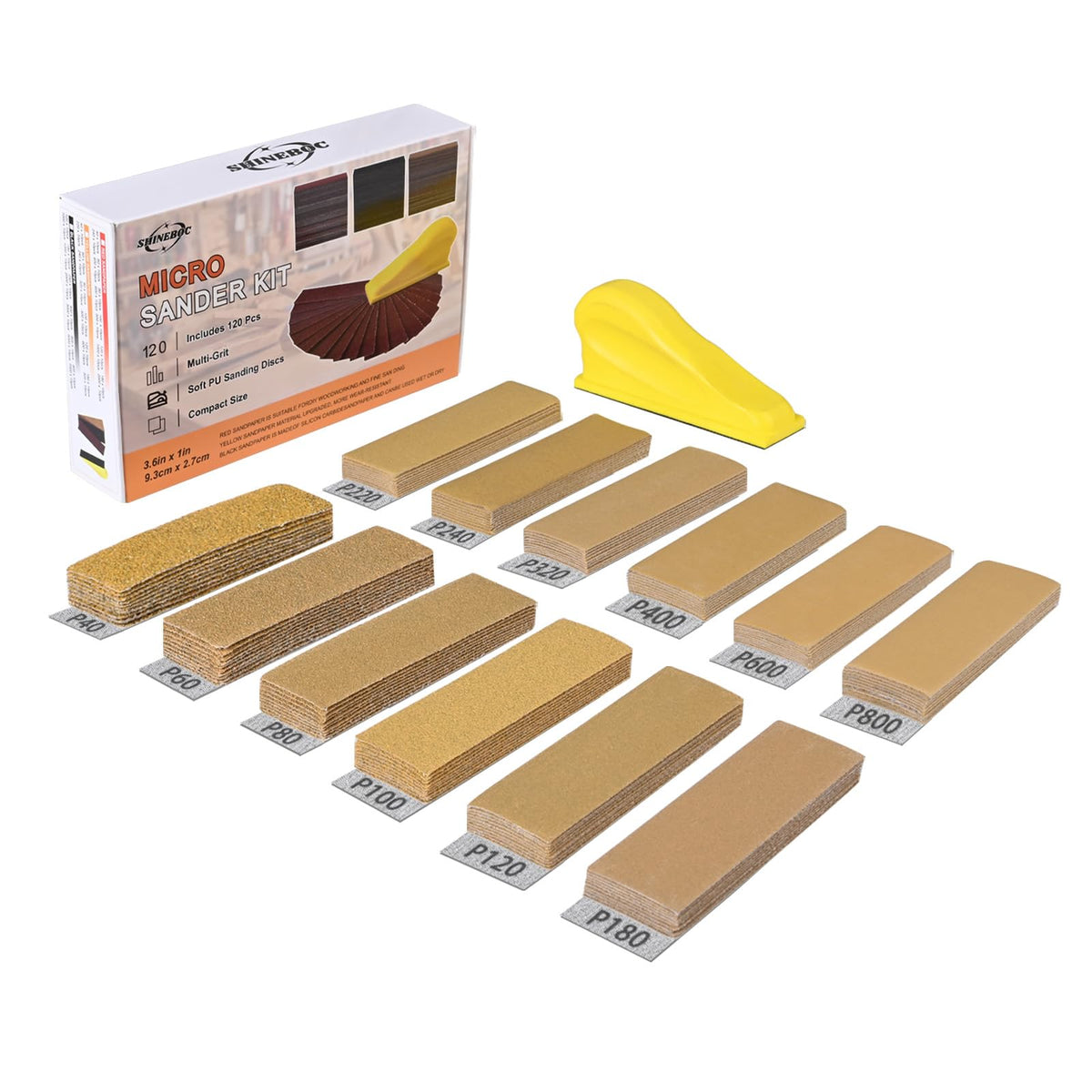 120Pcs 120–7000 Grit Micro Sander Kit for Corners and Small Spaces