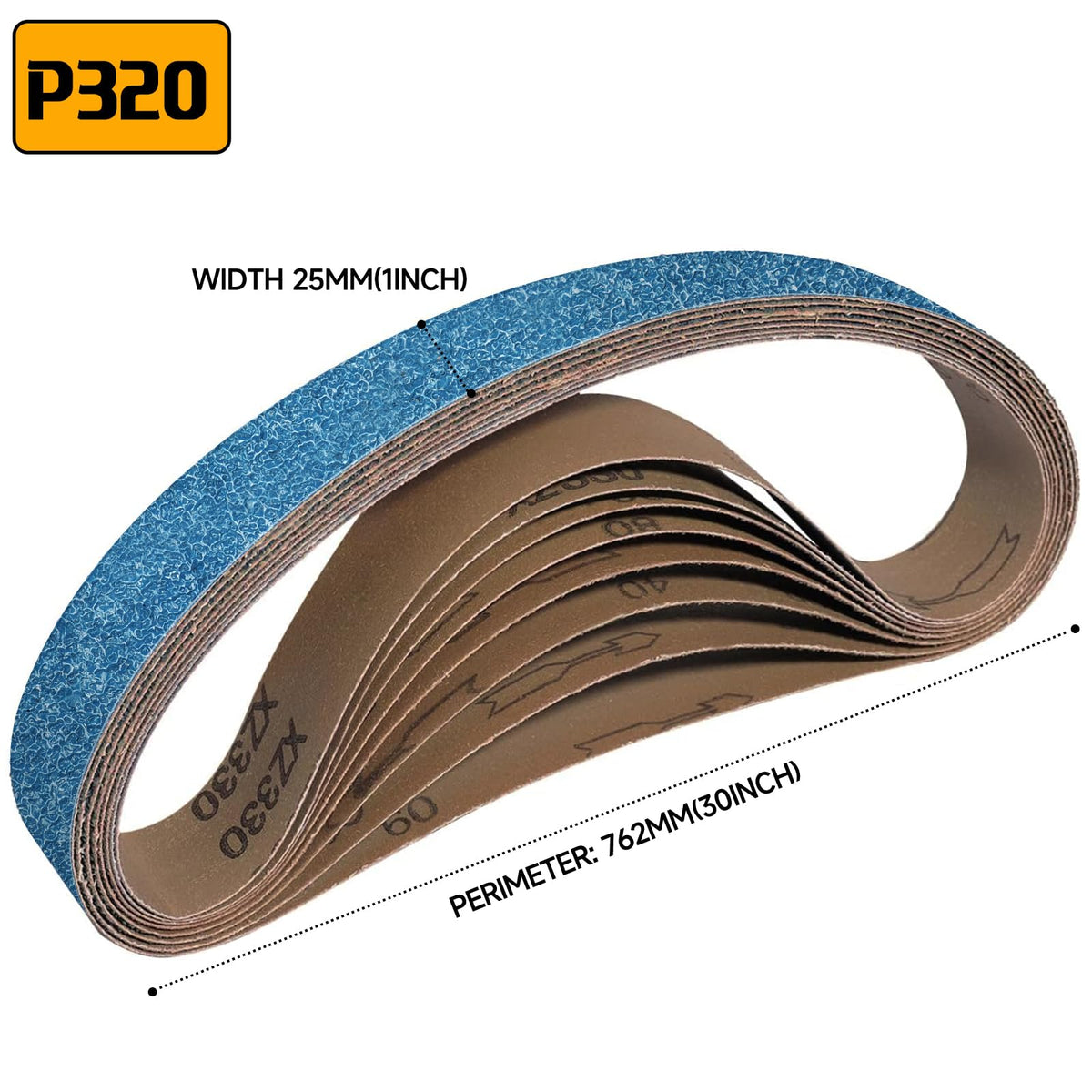 40-Piece Premium 1/2 x 18 Inch Zirconia Sanding Belts 40-400 Grit