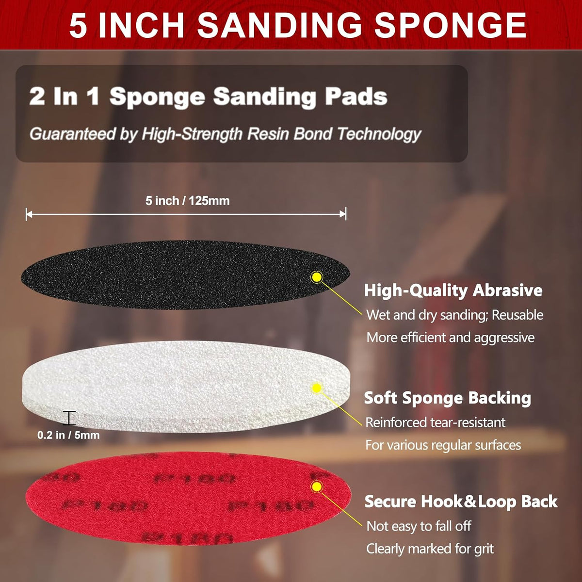 Shinboc 18 PCS 5 Inch Sanding Sponge Assortment, Bowling Ball Sanding Pads