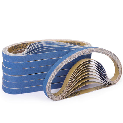 40-Piece Premium 1/2 x 18 Inch Zirconia Sanding Belts 40-400 Grit