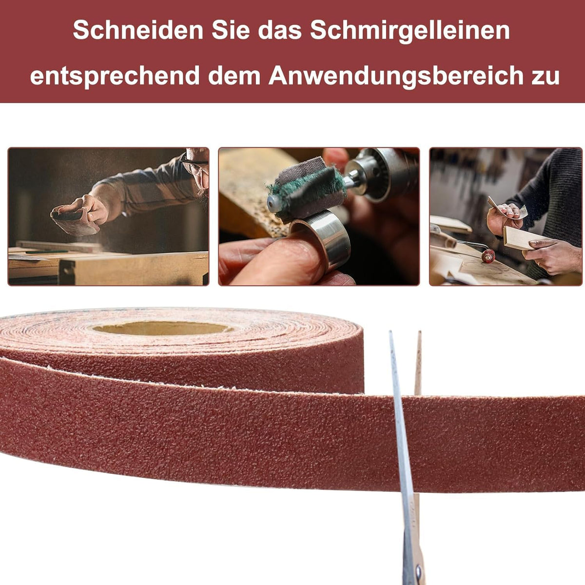 Emery Cloth Roll, 1 Inch x 20 Feet Heavy Duty Sandpaper, 6 Rolls