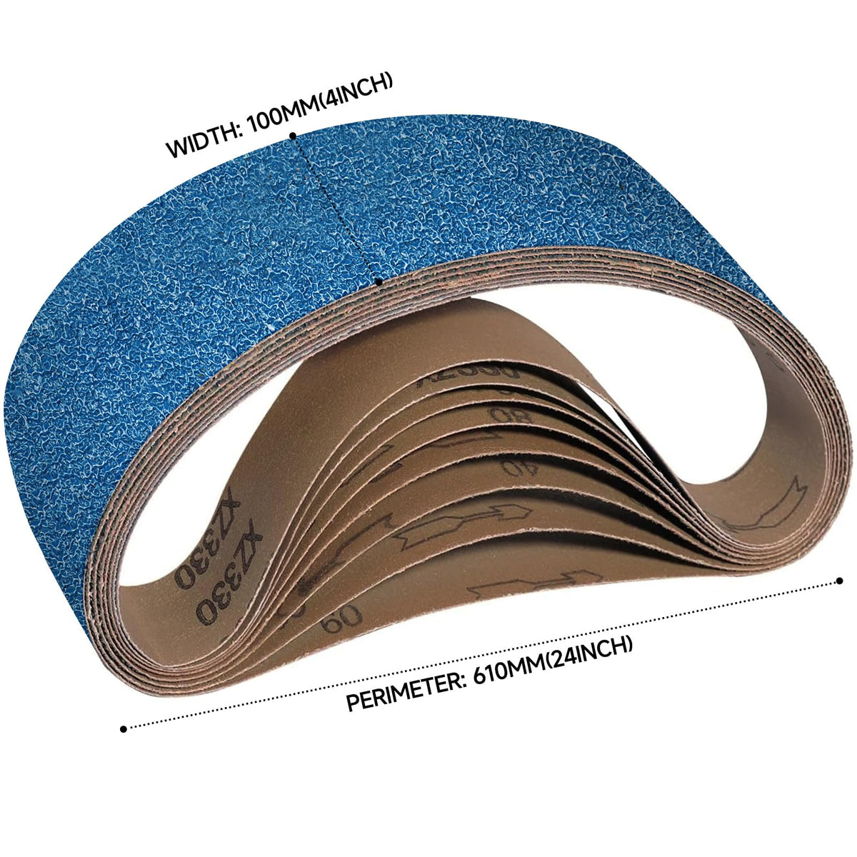 40-Piece Premium 1/2 x 18 Inch Zirconia Sanding Belts 40-400 Grit