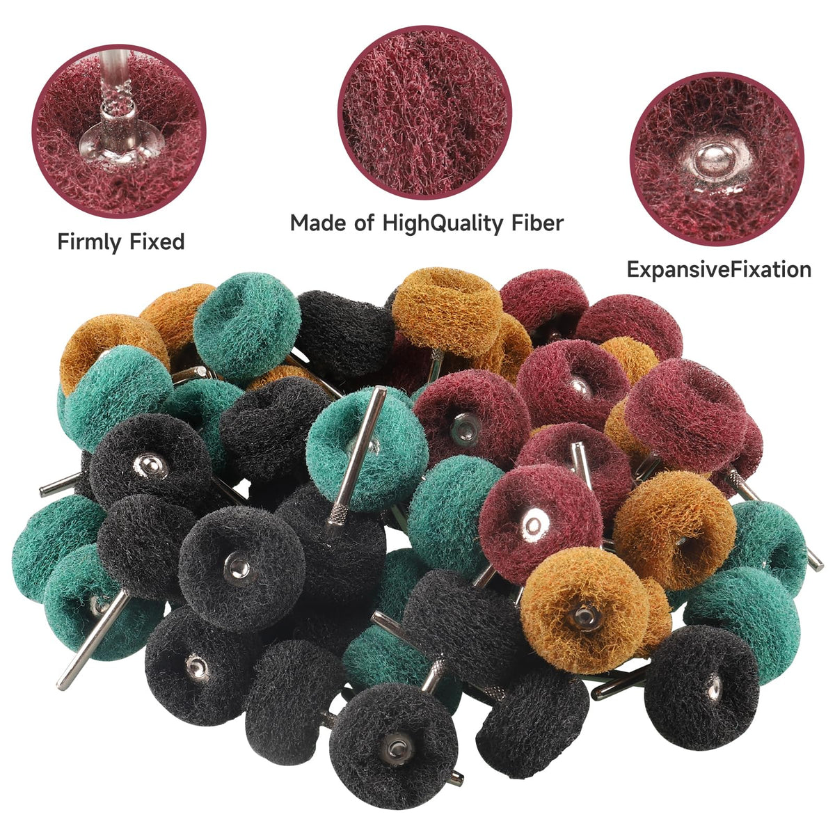 100 PCS Abrasive Buffing Wheel, 1 Inch Polishing Kit 80-600 Grit