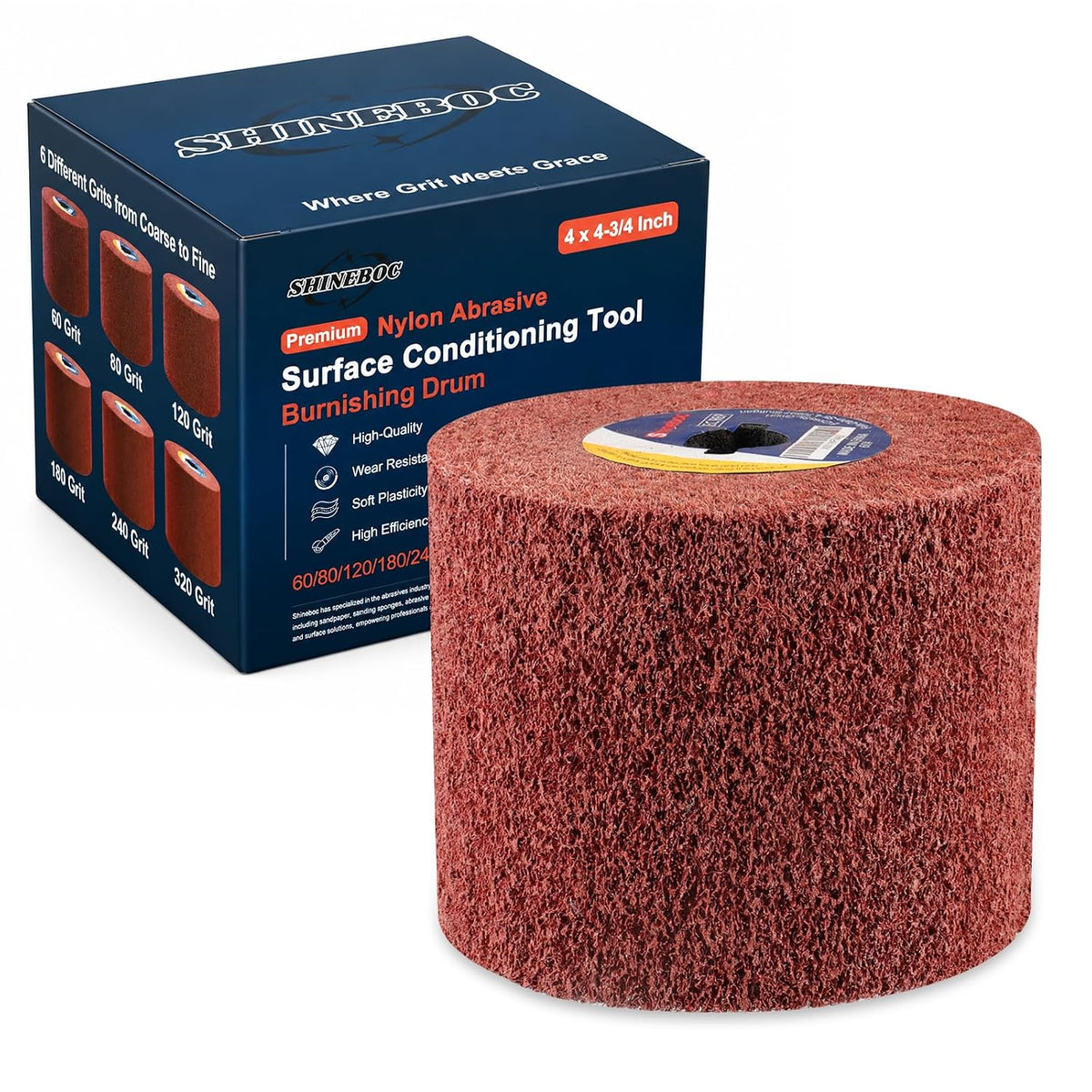 Shinboc 4.7 x 4 Inch Surface Conditioning Drum, 60 Grit Non-Woven Abrasive