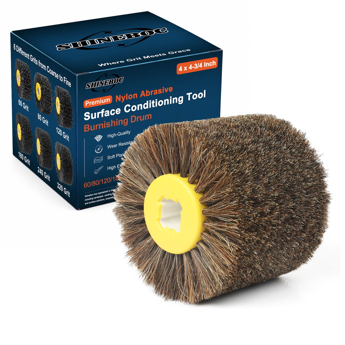 Shinboc 4.7 x 4 Inch Surface Conditioning Tool, 60 Grit Nylon Drawing Wheel