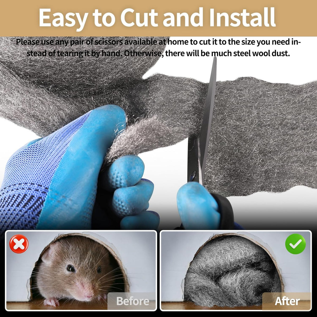 Steel Wool Mice Control, #1 Coarse, 3.1 inch x 13 ft, 4 Pack