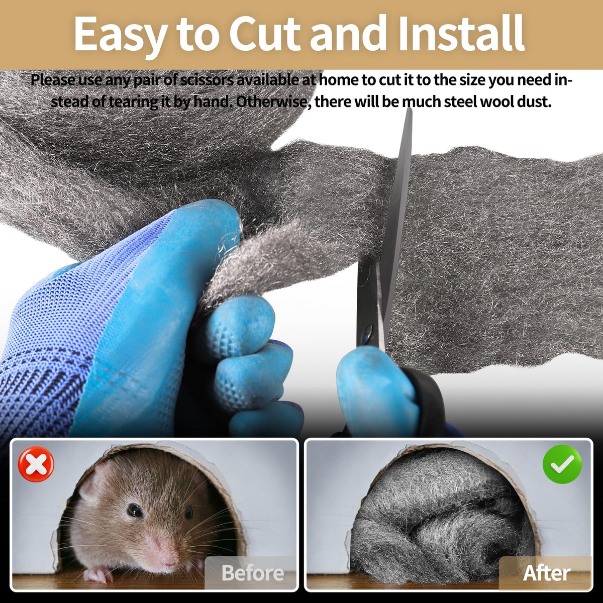 Steel Wool Mice Control, #1 Coarse, 3.1 inch x 13 ft, 4 Pack