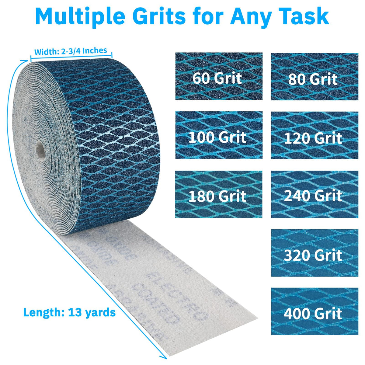 5 Pack Hook and Loop Longboard Sandpaper Rolls, 2-3/4" x 5 Yards