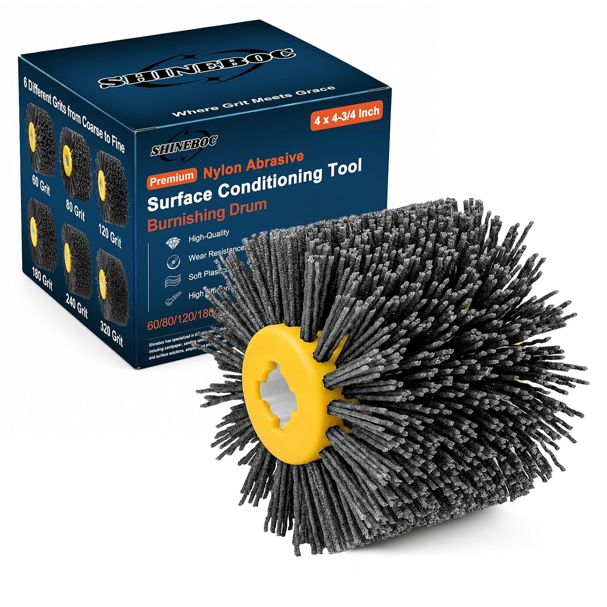 Shinboc 4.7 x 4 Inch Surface Conditioning Tool, 60 Grit Nylon Drawing Wheel