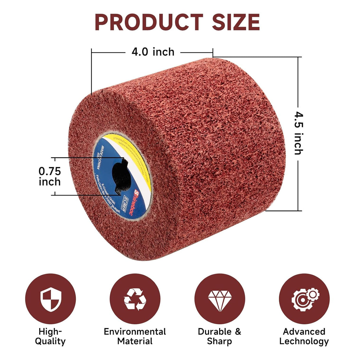 Shinboc 4.7 x 4 Inch Surface Conditioning Drum, 60 Grit Non-Woven Abrasive
