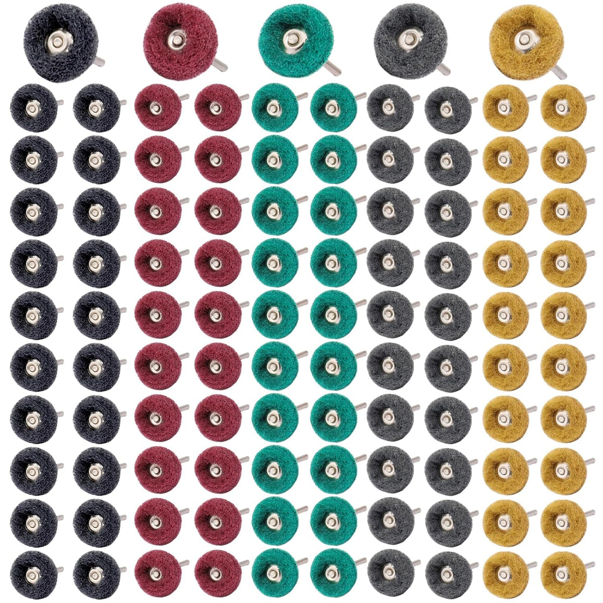 100 PCS Abrasive Buffing Wheel, 1 Inch Polishing Kit 80-600 Grit