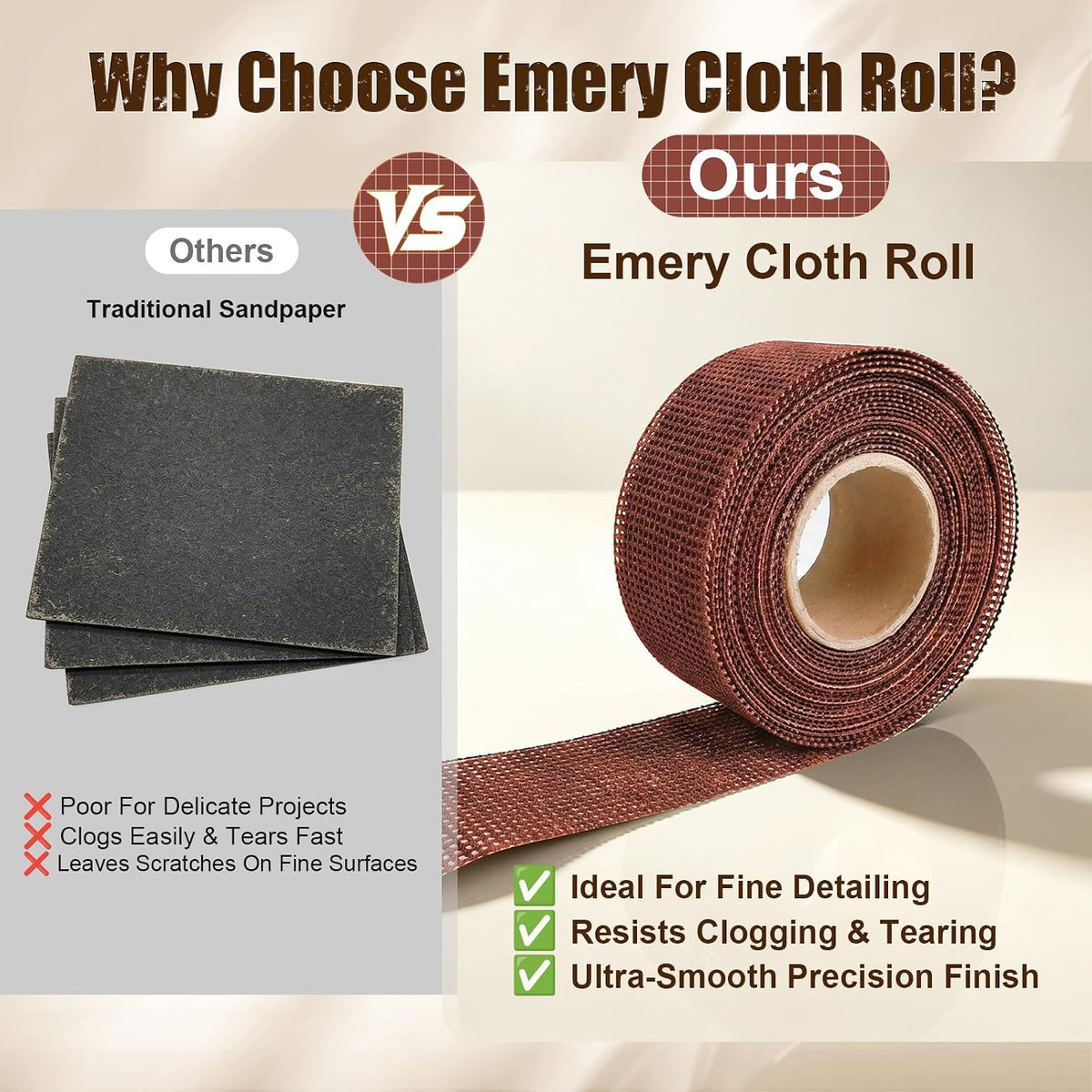 180 Grit Emery Cloth Roll for Copper Pipe Sanding 1-1/2 Inch