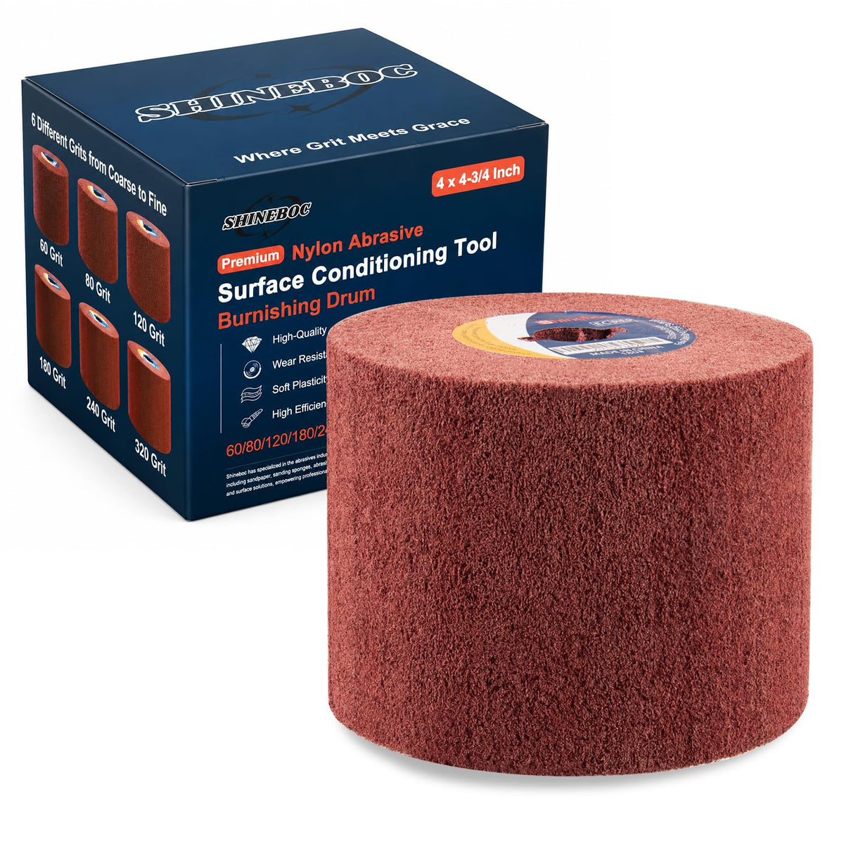 Shinboc 4.7 x 4 Inch Surface Conditioning Drum, 60 Grit Non-Woven Abrasive