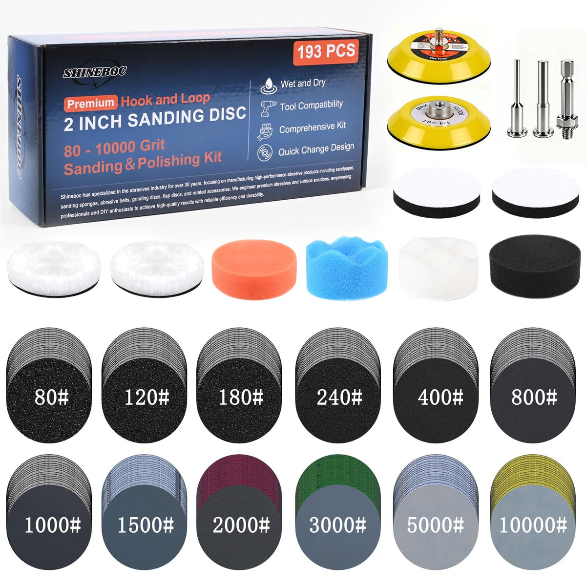 193 Pcs 3 Inch Sanding Discs, Headlight Restoration Polishing Kit
