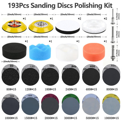 193 Pcs 3 Inch Sanding Discs, Headlight Restoration Polishing Kit