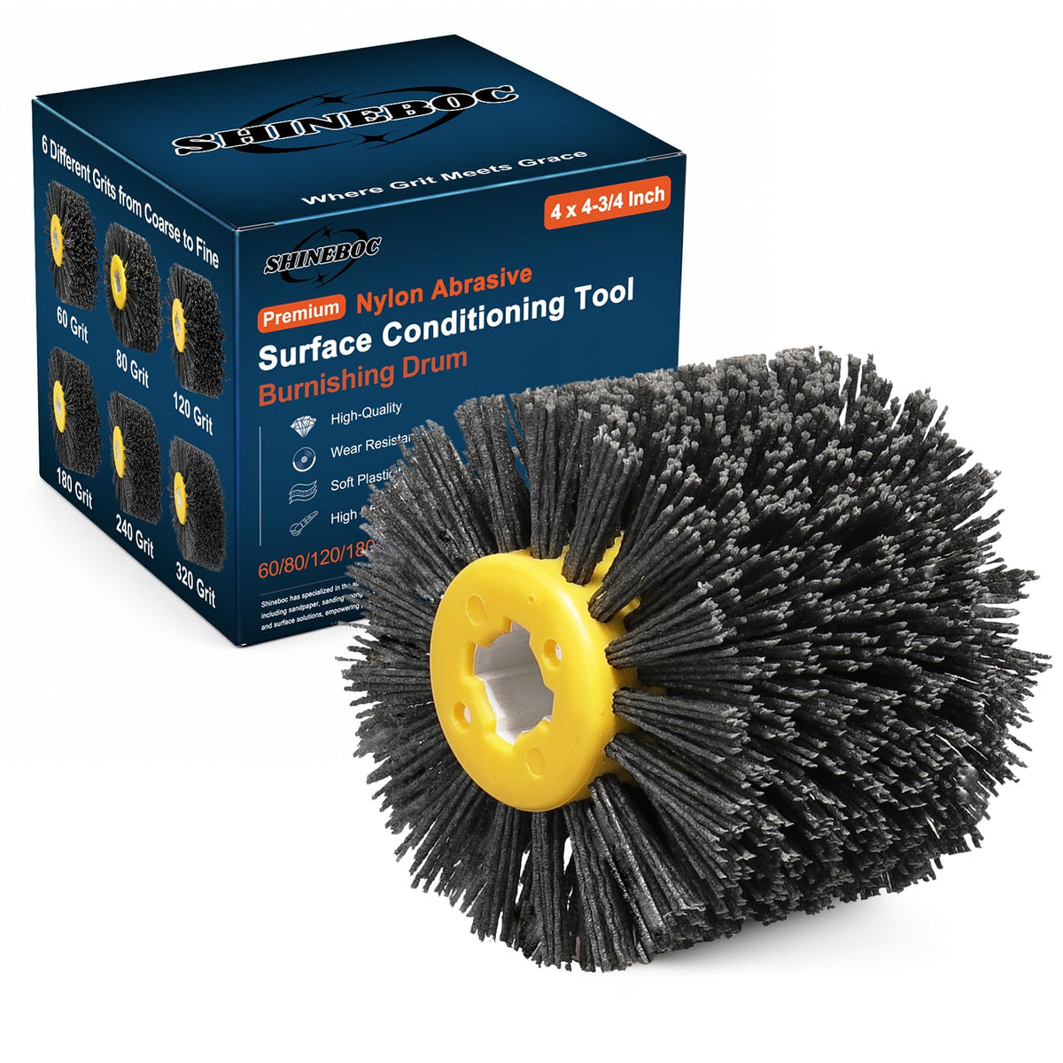 Shinboc 4.7 x 4 Inch Surface Conditioning Tool, 60 Grit Nylon Drawing Wheel