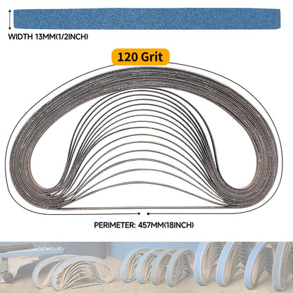 40-Piece Premium 1/2 x 18 Inch Zirconia Sanding Belts 40-400 Grit