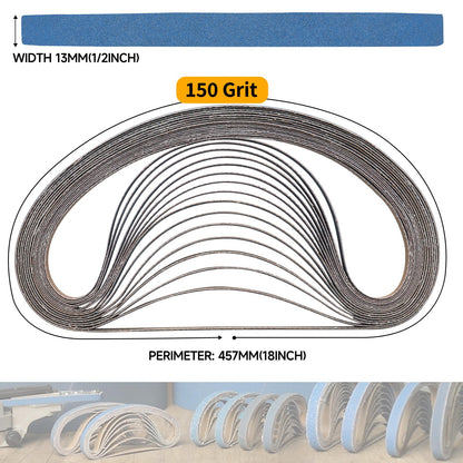 40-Piece Premium 1/2 x 18 Inch Zirconia Sanding Belts 40-400 Grit