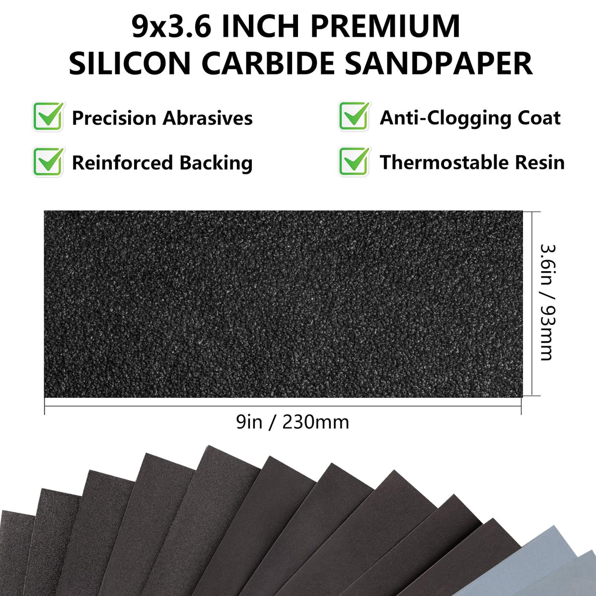 Sandpaper Assortment, Wet Dry Sand Paper 9 x 3.6 Inch