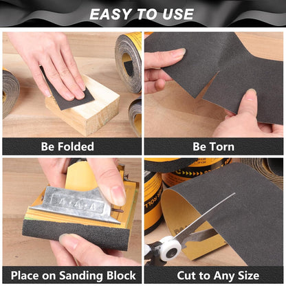 Sandpaper Roll 400 Grit, Wet Dry Sand Paper 3-2/3" Wide 11 Yard