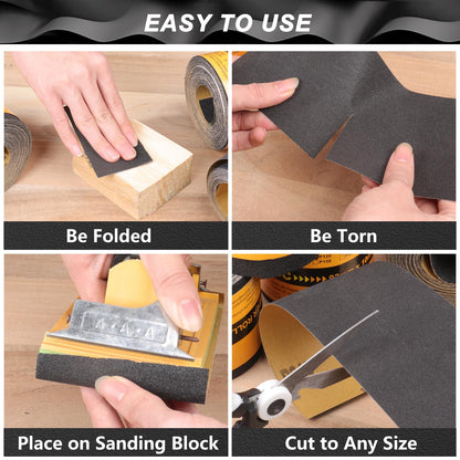 Sandpaper Roll 400 Grit, Wet Dry Sand Paper 3-2/3" Wide 11 Yard