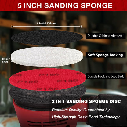 Shinboc 18 PCS 5 Inch Sanding Sponge Assortment, Bowling Ball Sanding Pads