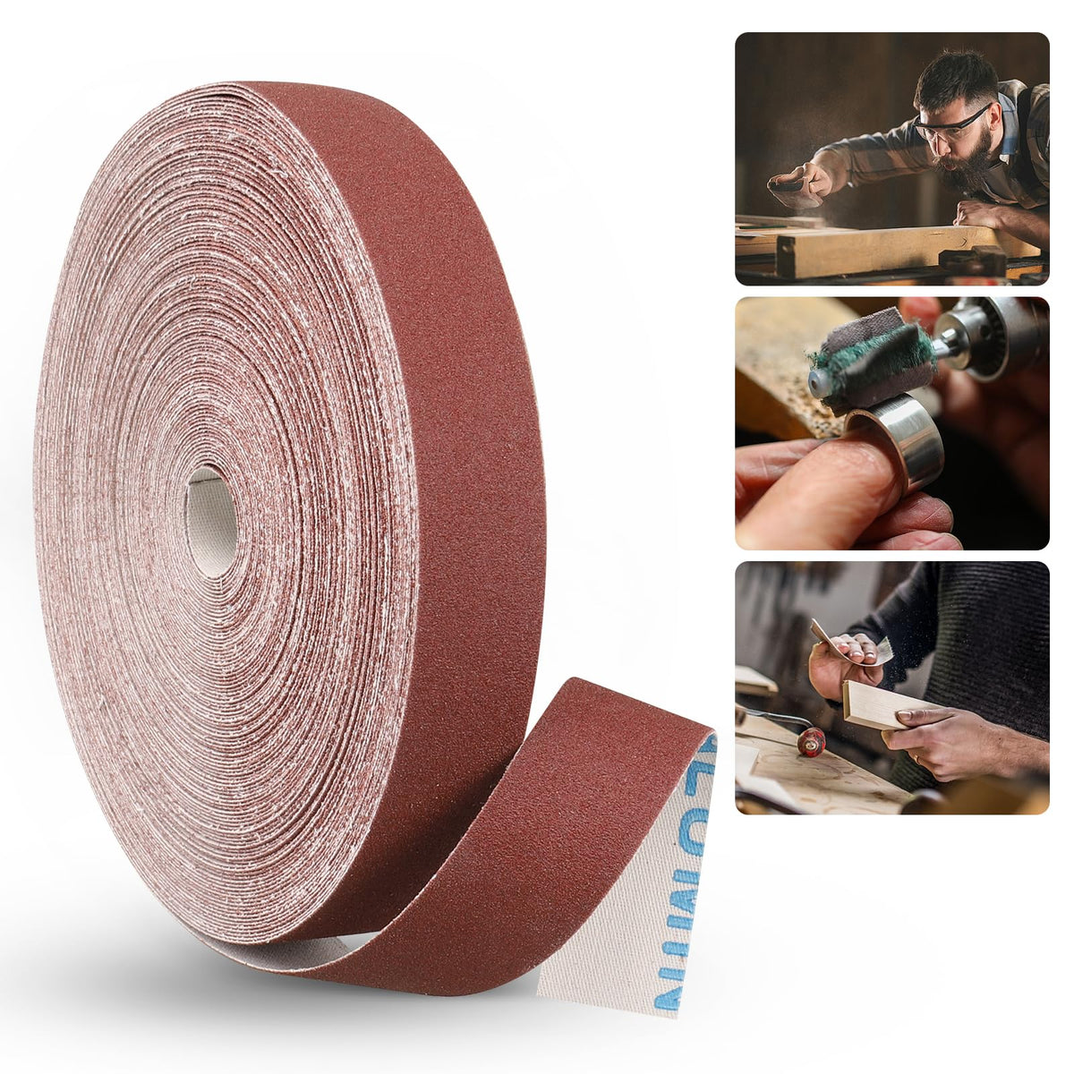 Emery Cloth Roll, 1 Inch x 20 Feet Heavy Duty Sandpaper, 6 Rolls