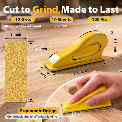 120Pcs 120–7000 Grit Micro Sander Kit for Corners and Small Spaces