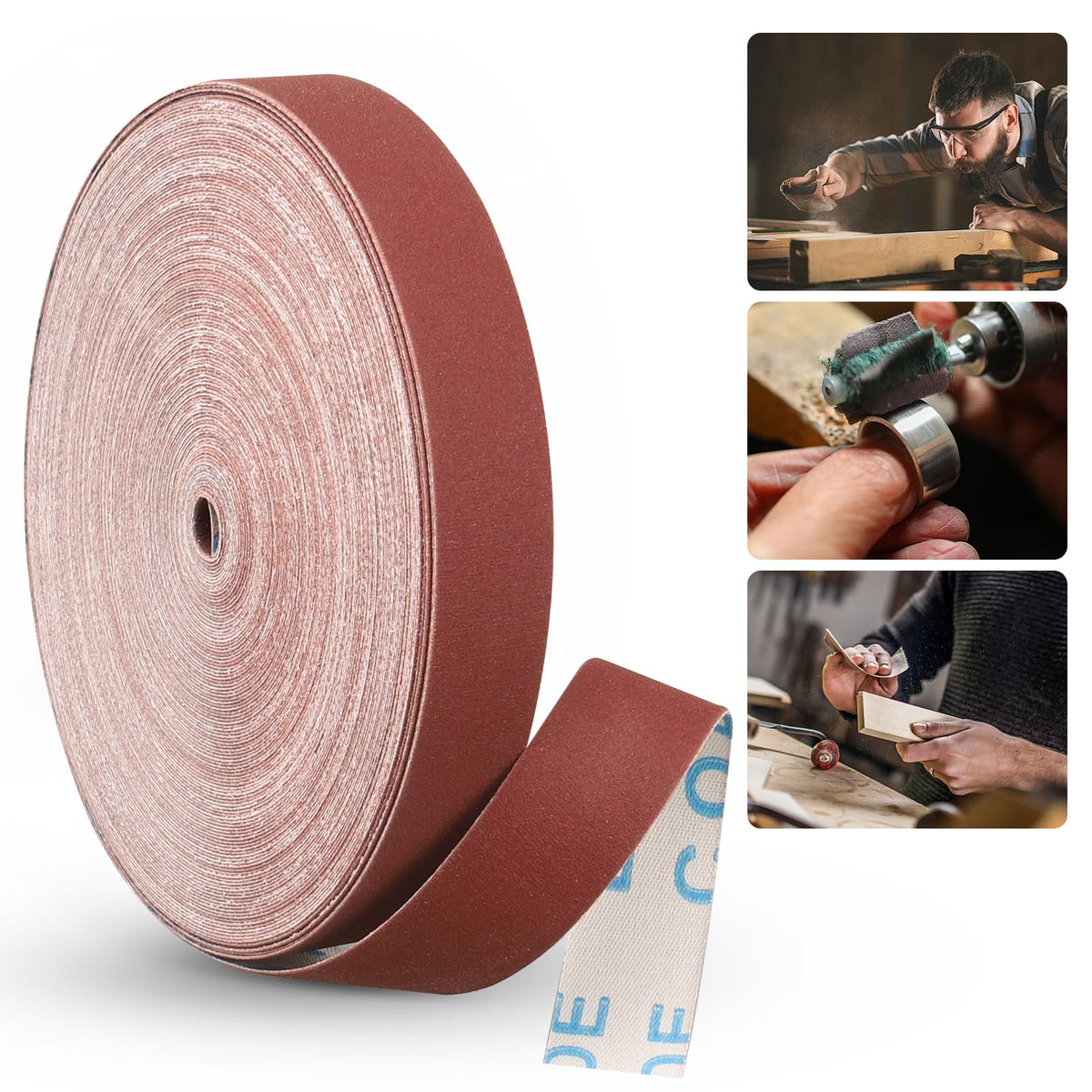 Emery Cloth Roll, 1 Inch x 20 Feet Heavy Duty Sandpaper, 6 Rolls