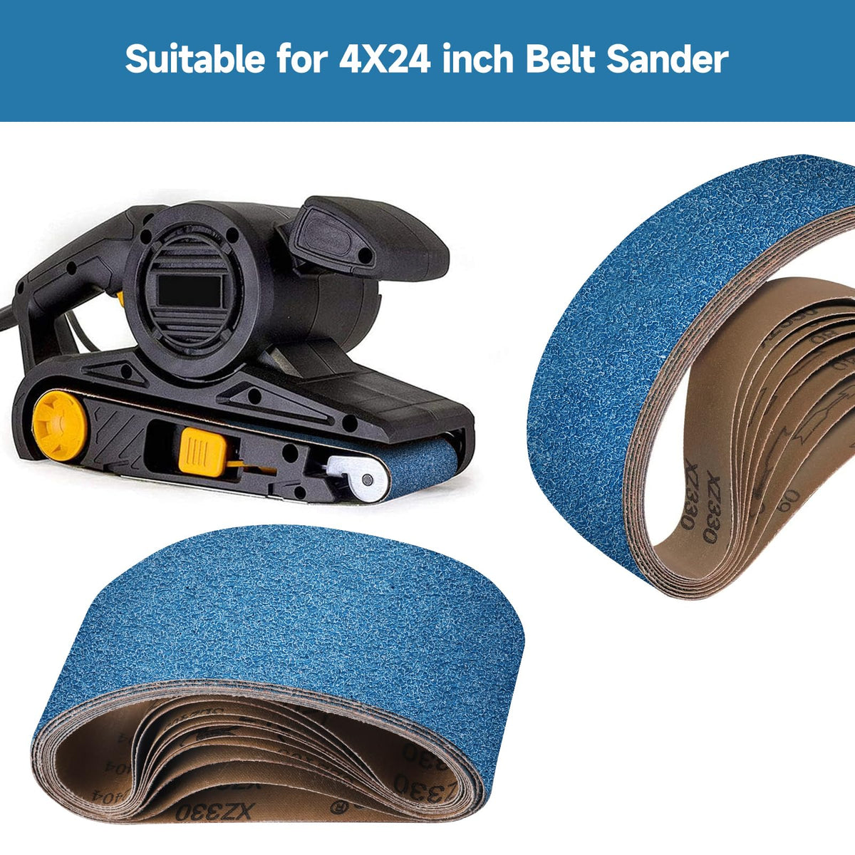 40-Piece Premium 1/2 x 18 Inch Zirconia Sanding Belts 40-400 Grit