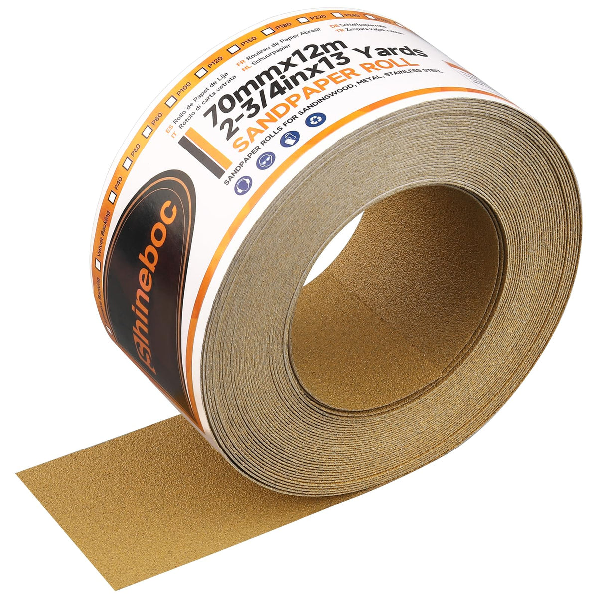 Shinboc Sandpaper Roll 220 Grit, Hook ＆ Loop Sand Paper 2-3/4 Inch x 13 Yd
