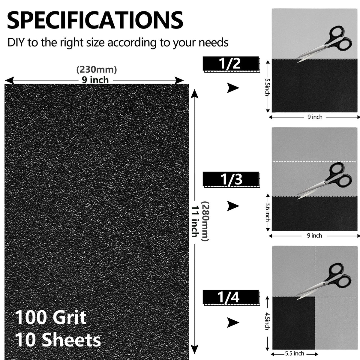 Sandpaper Assortment, Wet Dry Sand Paper 9 x 3.6 Inch