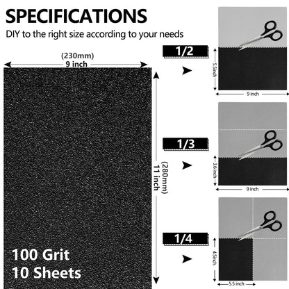 Sandpaper Assortment, Wet Dry Sand Paper 9 x 3.6 Inch
