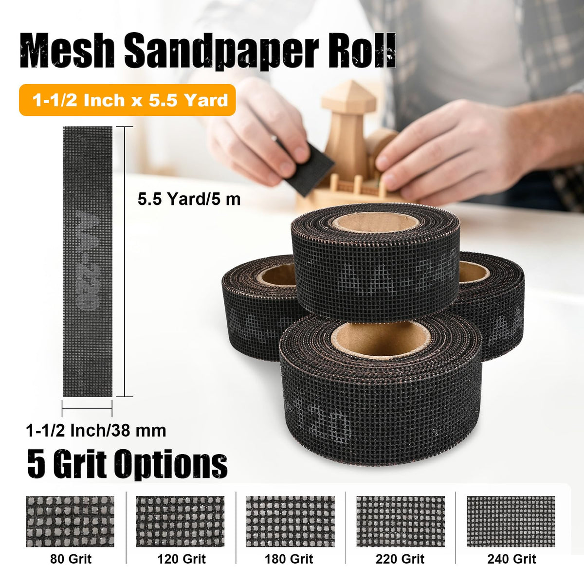 180 Grit Emery Cloth Roll for Copper Pipe Sanding 1-1/2 Inch