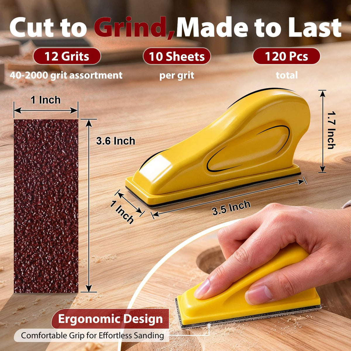 120Pcs 120–7000 Grit Micro Sander Kit for Corners and Small Spaces