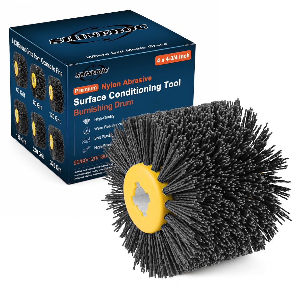 Shinboc 4.7 x 4 Inch Surface Conditioning Tool, 60 Grit Nylon Drawing Wheel
