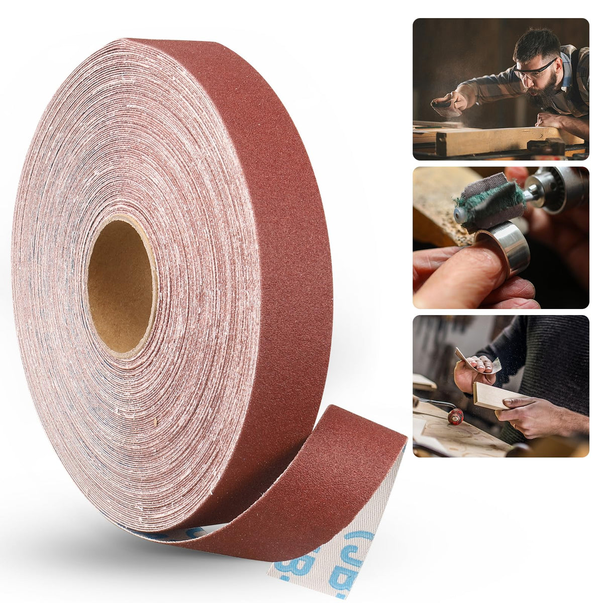 Emery Cloth Roll, 1 Inch x 20 Feet Heavy Duty Sandpaper, 6 Rolls
