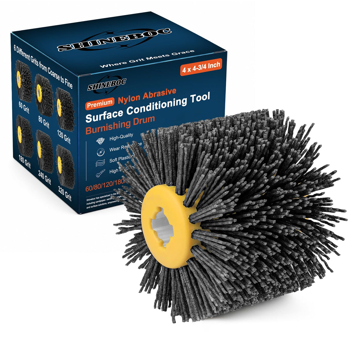 Shinboc 4.7 x 4 Inch Surface Conditioning Tool, 60 Grit Nylon Drawing Wheel