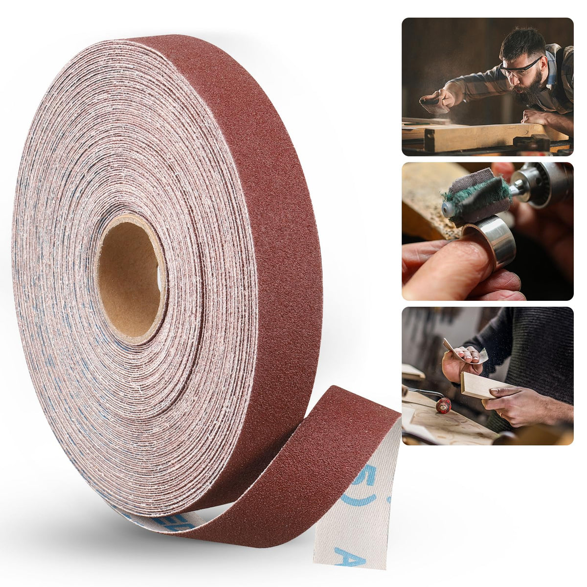 Emery Cloth Roll, 1 Inch x 20 Feet Heavy Duty Sandpaper, 6 Rolls
